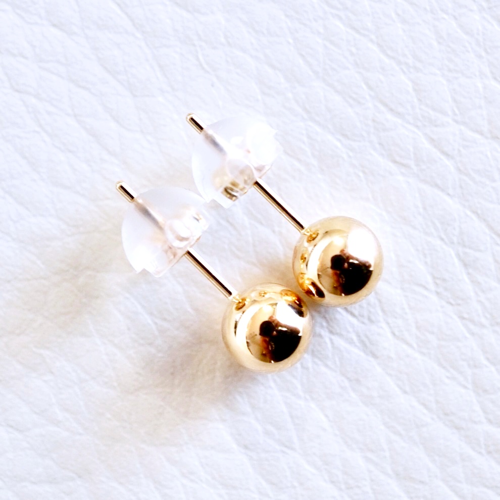 【ジュエリー】K18 18金 ゴールド 地金 シンプル ボール ピアス (5mm) 保証書付 KO-0003 242-009-b