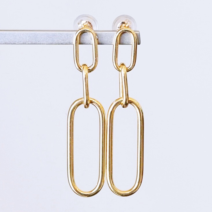 【ジュエリー】K10イエローゴールド 地金 おしゃれ チェーンモチーフ ピアス 保証書付 SGL-22636242-015