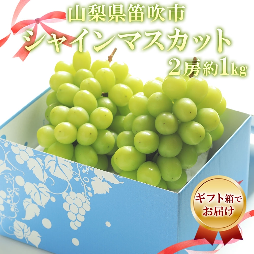 ＜2025年発送＞山梨県 笛吹市 シャインマスカット 2房 約1kg 177-6-004 ｜シャインマスカット 葡萄 ぶどう 発送 山梨 笛吹市 果物 フルーツ 新鮮 旬 発送 ブドウ 国産 山梨 笛吹市 葡萄 高級 ぶどう 山梨県笛吹市 果物 白葡萄 高級品種 ブドウ 先行 贈答用 贈答 ギフト｜