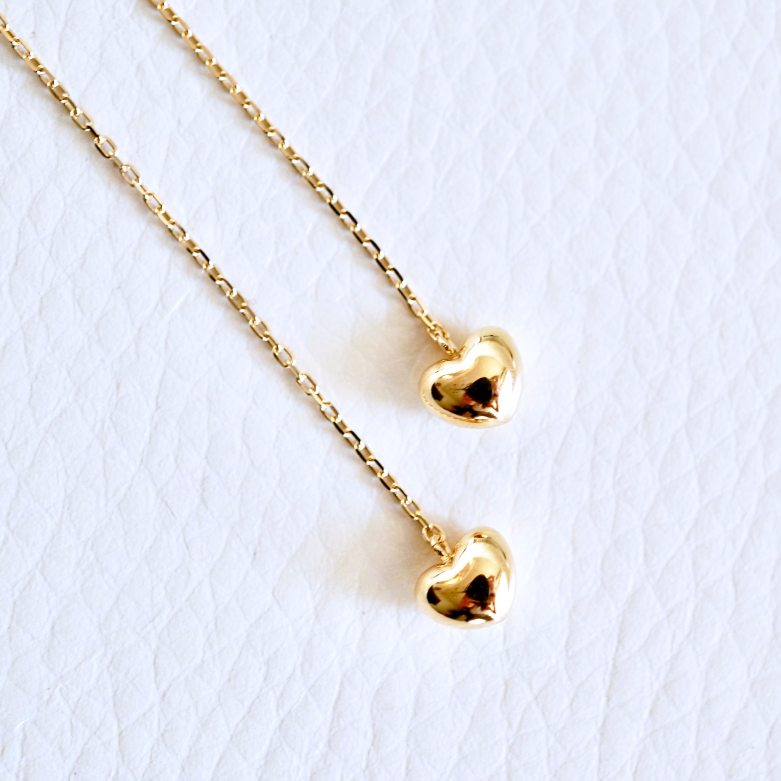 K18PG(18金) ローズゴールド 地金 ハート チェーン ピアス シンプル 保証書付 KO-0066 242-026-c