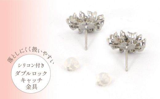 プラチナ　フラワーデザイン　ダイヤ　片耳0.5ｃｔ×２　ピアス　管理番号686435　×1ペア 218-022