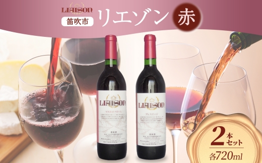 赤ワイン Liaison 2種 飲み比べ 720ml 各1本 計2本 セット 辛口 ミディアムワイン フルボトル ベリーA 甲斐ノワール メルロー 日川中央葡萄酒 山梨県 笛吹市 177-7-19