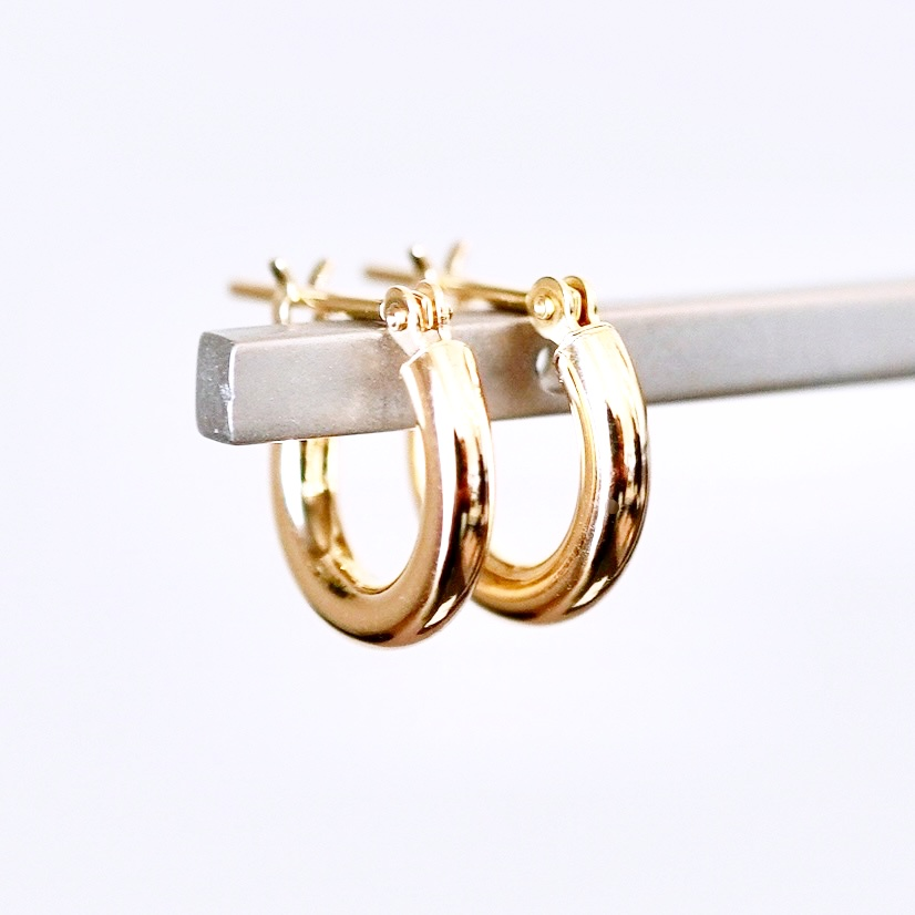 K18(18金) イエローゴールド 地金 フープ ピアス (直径10mm)シンプル 保証書付 SMK-2x10 242-020-a