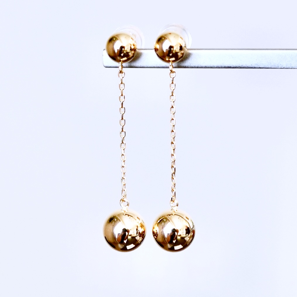 K18(18金) イエローゴールド 地金 ボール チェーン ピアス 保証書付 M912-1 192112187