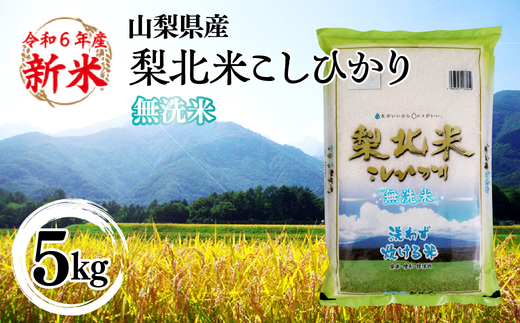 【山梨のブランド無洗米】山梨県産 梨北米こしひかり　5kg 115-010