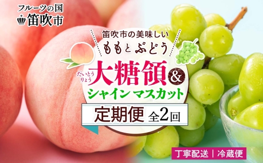 【2026年発送★先行予約】定期便全2回 桃 秀品 1.5kg 大糖領 シャインマスカット 1房 600g クール便　177-020-26y
