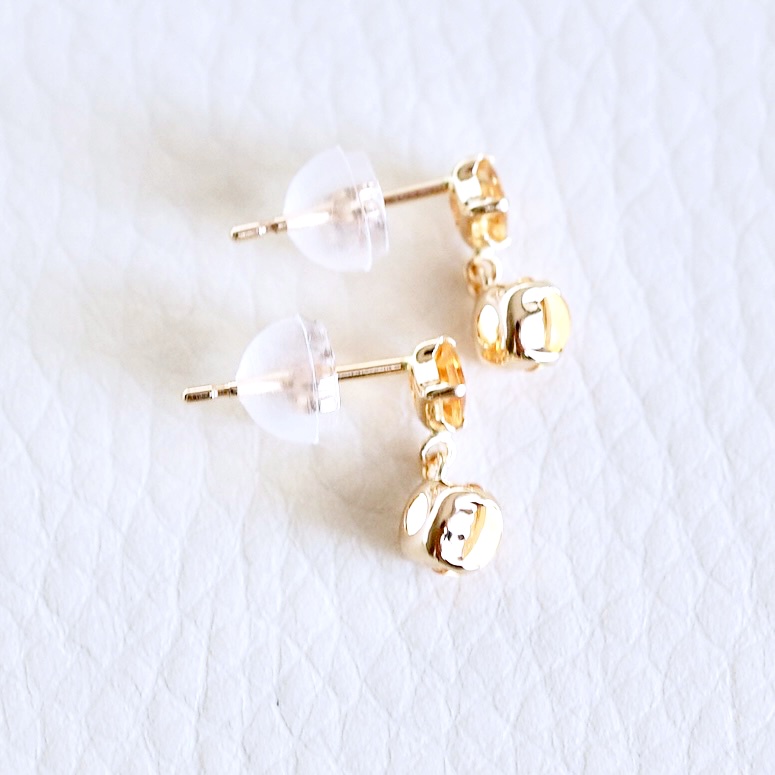 【ジュエリー】K10 イエローゴールド シトリン 揺れる ピアス 保証書付 SR-2012 242-003-c