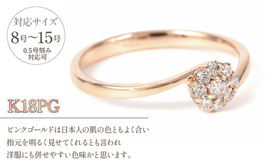 Ｋ18 ピンクゴールド ダイヤ0.18ＣＴ リング R3715DI-Ｒ 188-007