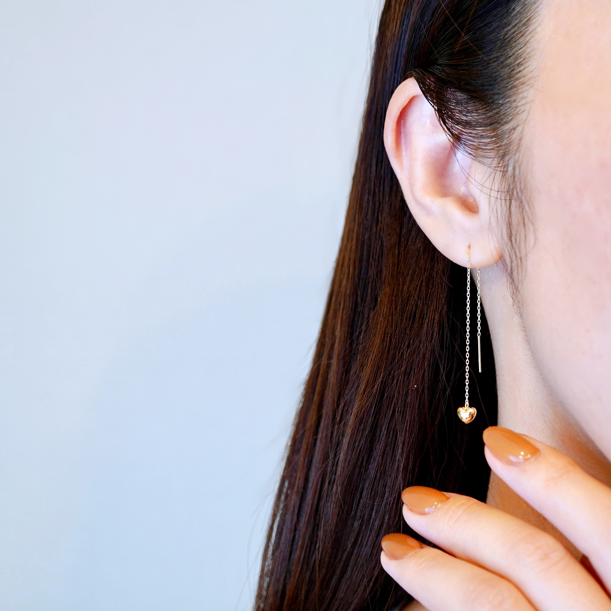 K18PG(18金) ローズゴールド 地金 ハート チェーン ピアス シンプル 保証書付 KO-0066 242-026-c