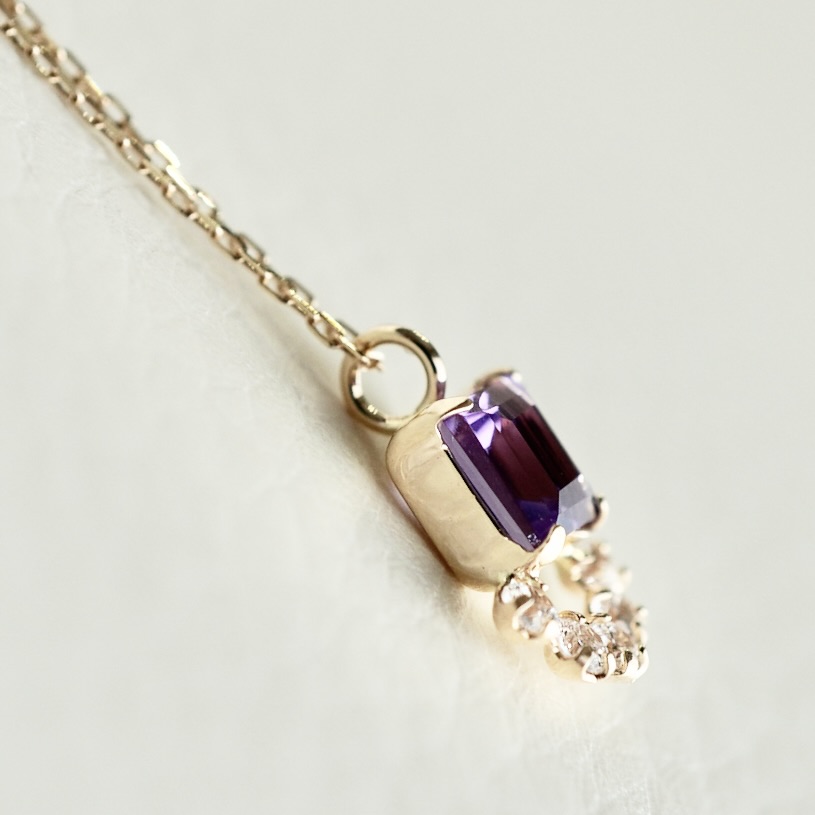 【ジュエリー】K10 イエローゴールド アメシスト ペンダント ネックレス 保証書付 SMK-5221 242-013-a