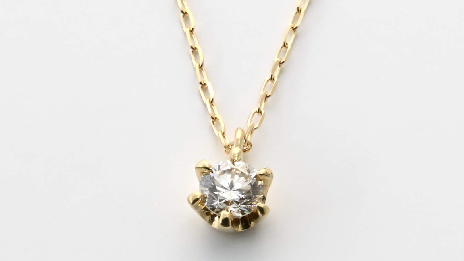 K18イエローゴールド　天然ダイヤモンド0.10ｃｔ　爪留めネックレス FNP-2 250-002