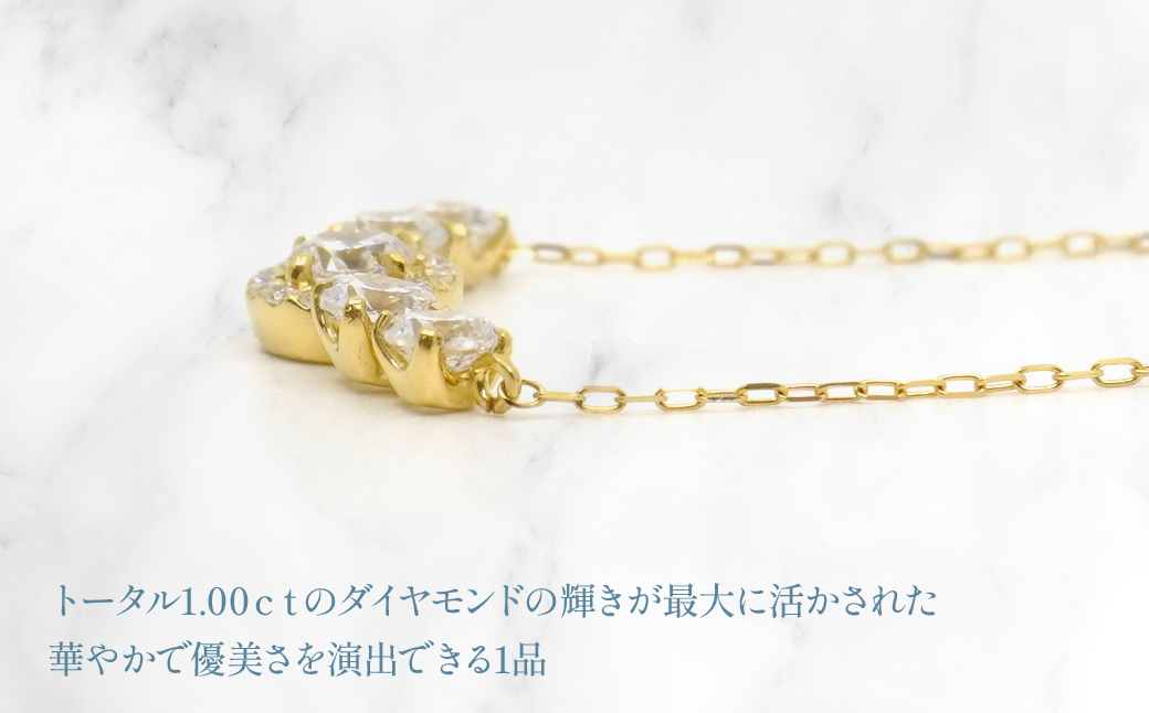 K18　イエローゴールド　ダイヤ　1.0ｃｔ　アンティークデザイン　フラワーネックレス　管理番号 208231 218-219-yg