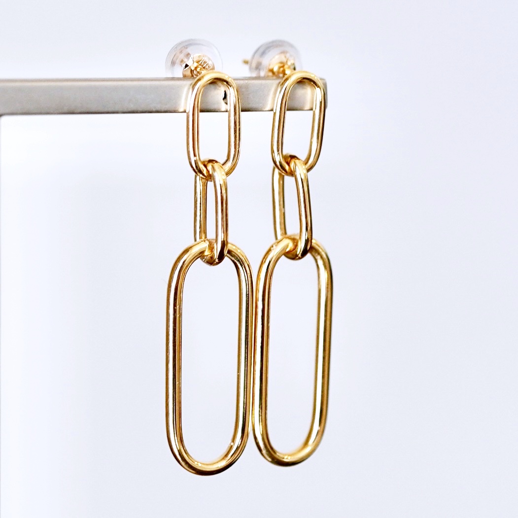 【ジュエリー】K10イエローゴールド 地金 おしゃれ チェーンモチーフ ピアス 保証書付 SGL-22636242-015