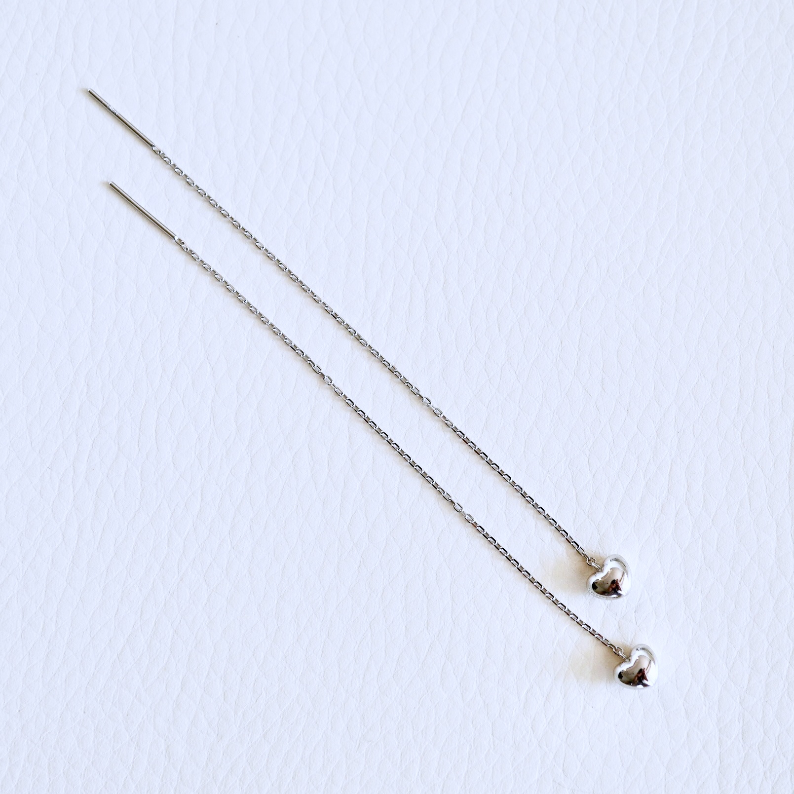 K18WG(18金) ホワイトゴールド 地金 ハート チェーン ピアス シンプル 保証書付 KO-0066 242-026-b