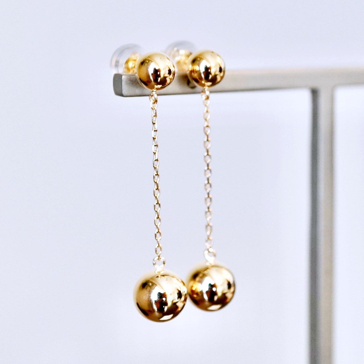 K18(18金) イエローゴールド 地金 ボール チェーン ピアス 保証書付 M912-1 192112187