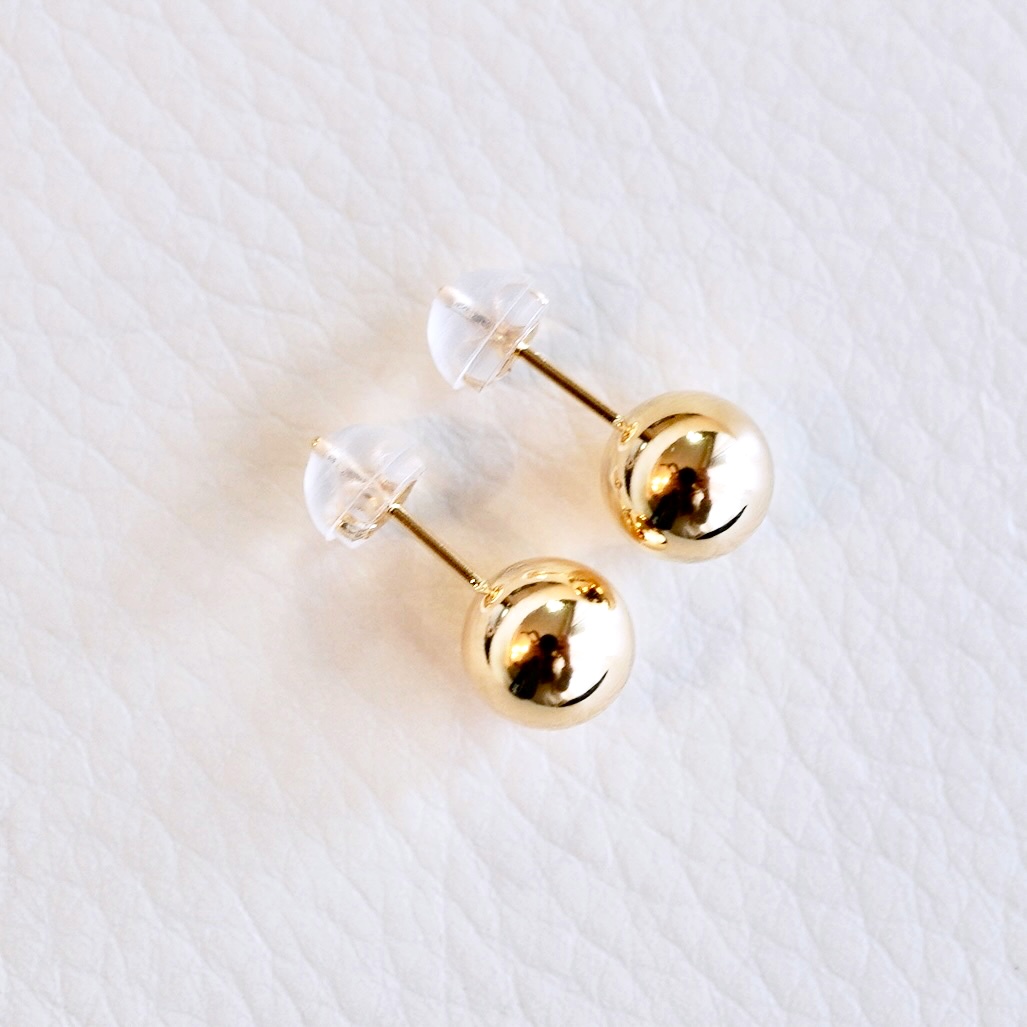 【ジュエリー】K18 18金 ゴールド 地金 シンプル ボール ピアス (7mm) 保証書付 KO-0033 242-011-b