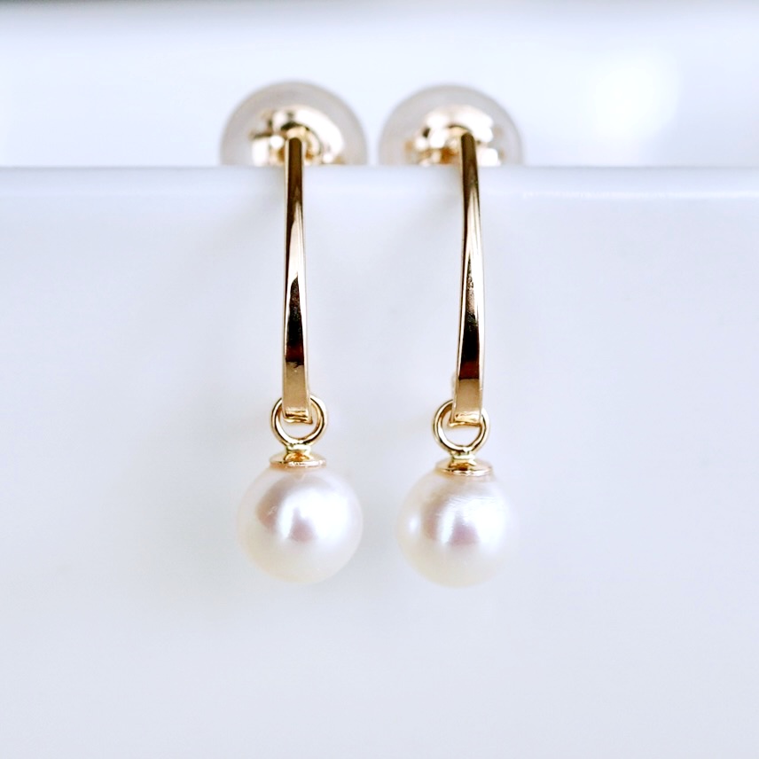 【ジュエリー】K10 イエローゴールド パール 揺れる ピアス 保証書付 SR-2222 242-002-c