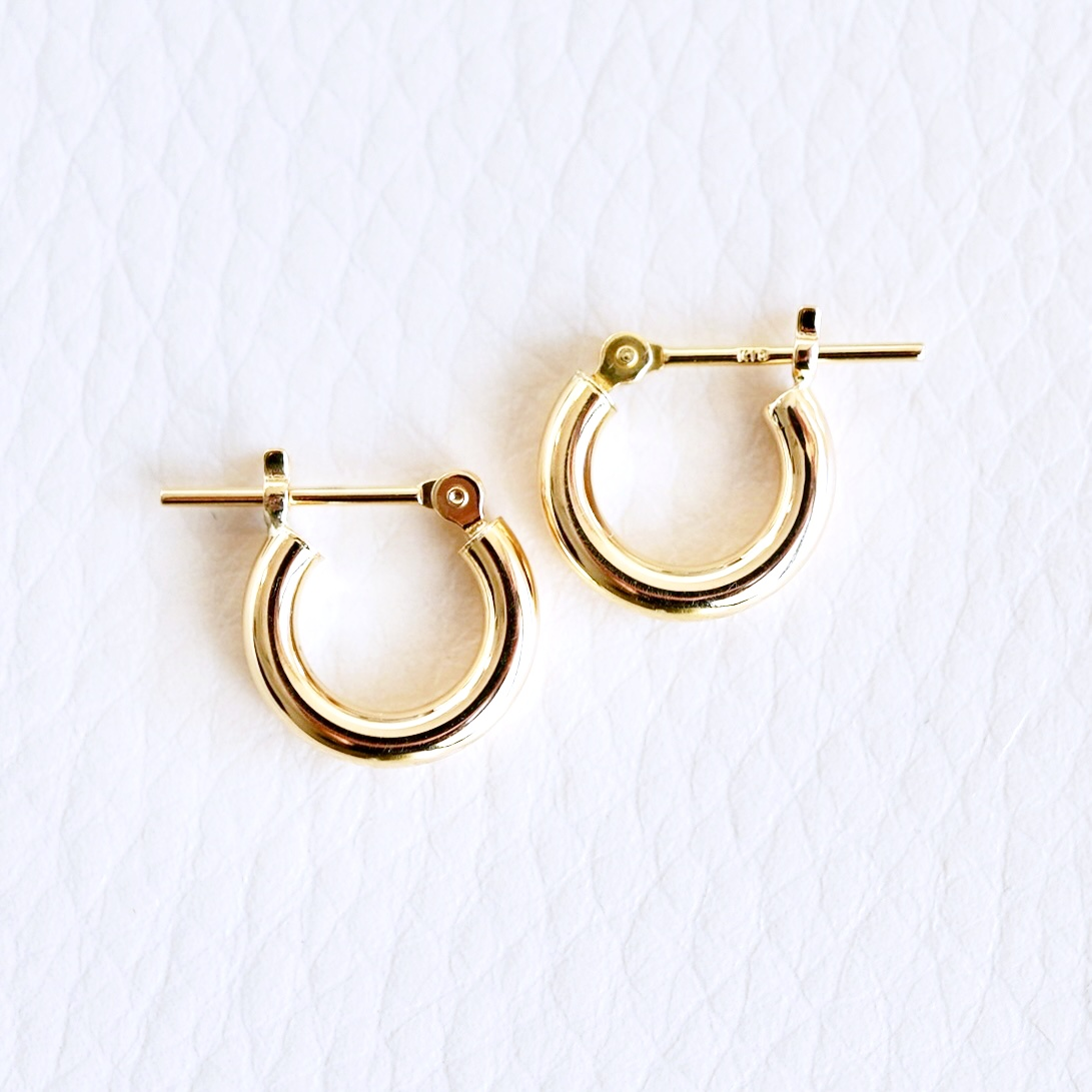 K18(18金) イエローゴールド 地金 フープ ピアス (直径10mm)シンプル 保証書付 SMK-2x10 242-020-a