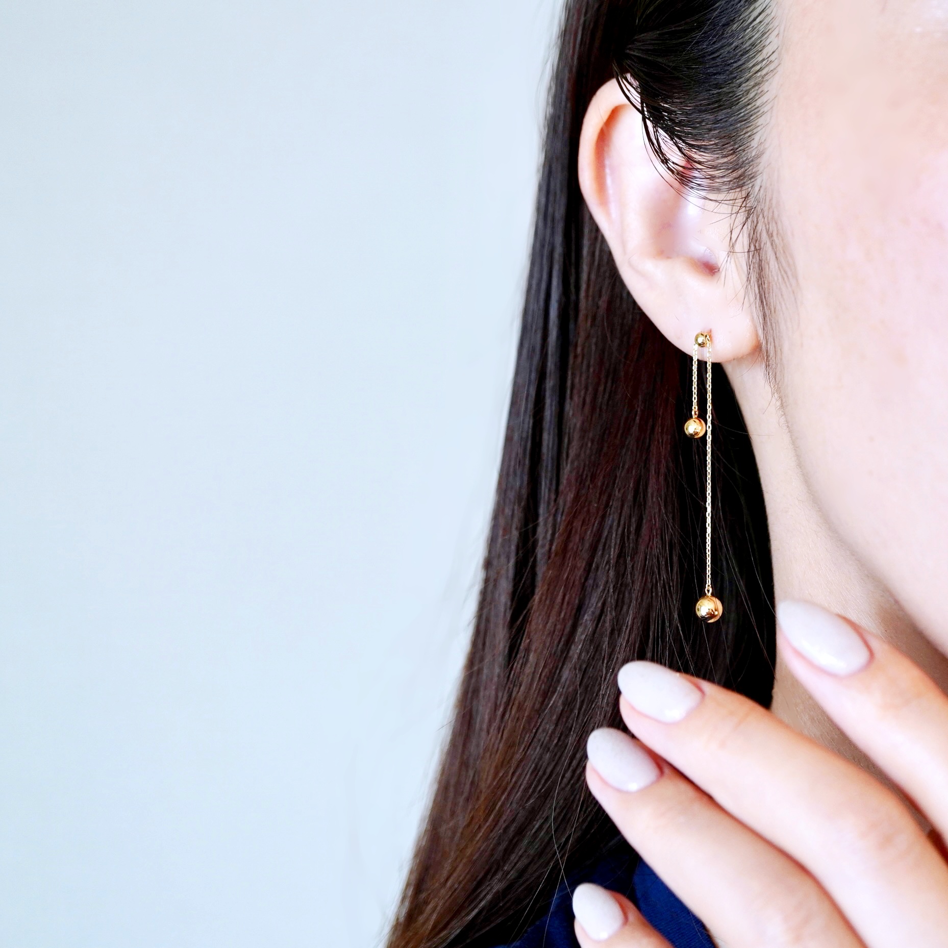 K18(18金) イエローゴールド おしゃれ 長さ調節 技あり ボール チェーン ピアス 地金 (直径3mm4mm 5mm) 保証書付 M1237-1 242-032