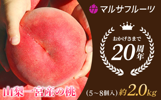 ＜25年発送先行予約＞山梨一宮産の桃 5～8個入約2kg 朝採り産地直送 088-013