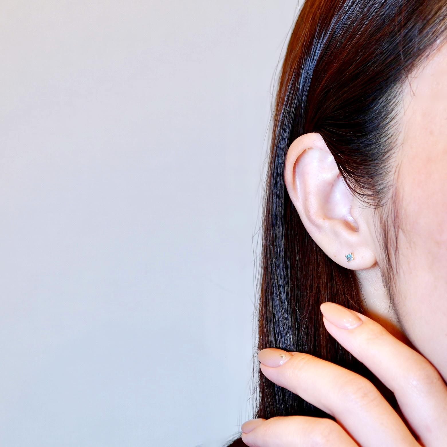 【ジュエリー】K18 イエローゴールド 一粒石 ブルートパーズ ピアス 保証書付 KO-0031 242-006-a