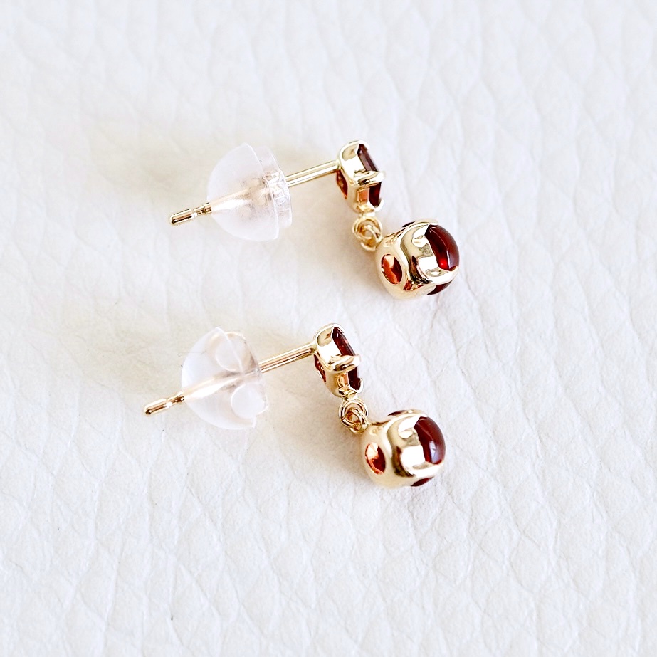 【ジュエリー】K10 イエローゴールド ガーネット 揺れる ピアス 保証書付 SR-2012 242-003-b