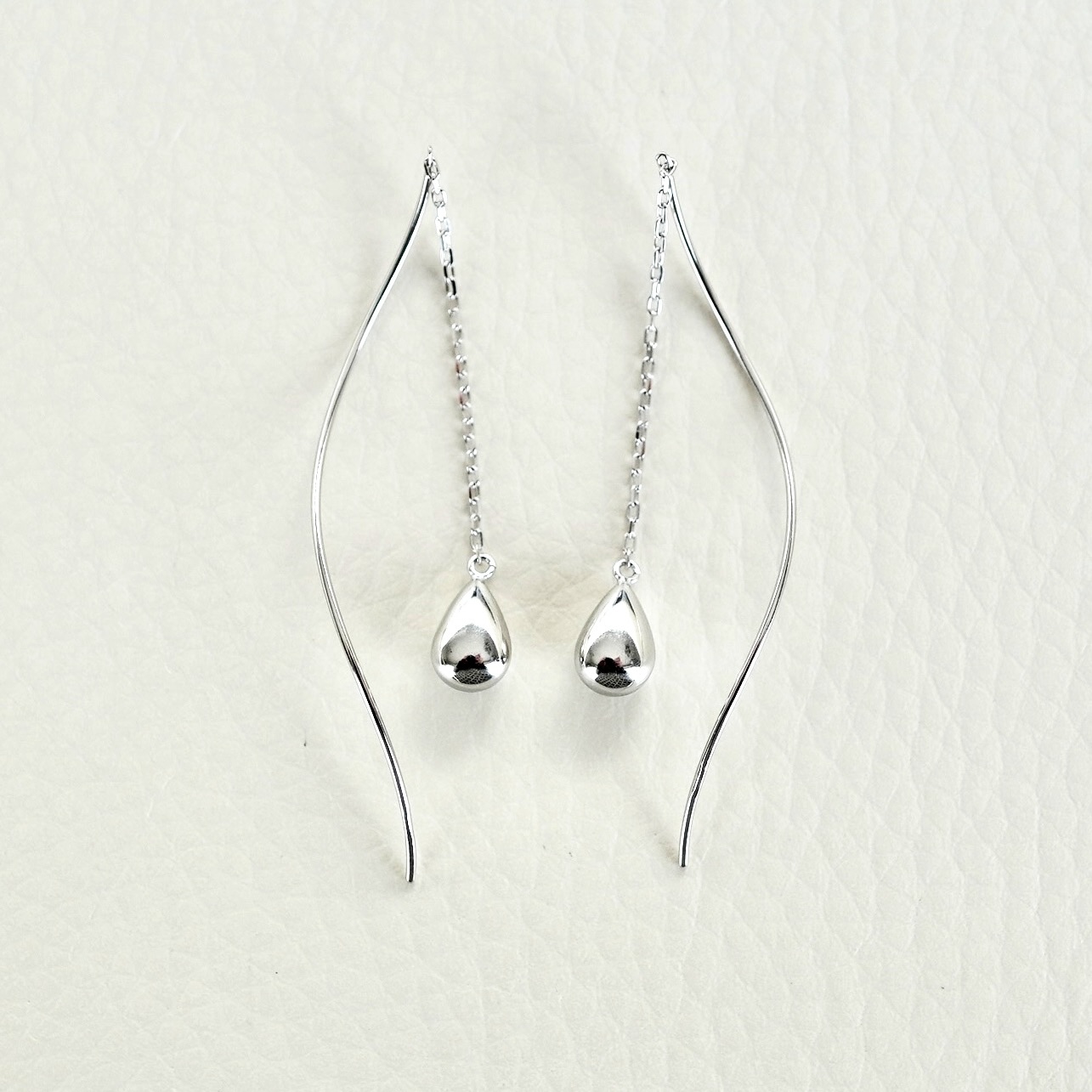 【ジュエリー】K10WG ホワイトゴールド 雫 ロング チェーン ピアス 保証書付 SMK-5219 242-018-b