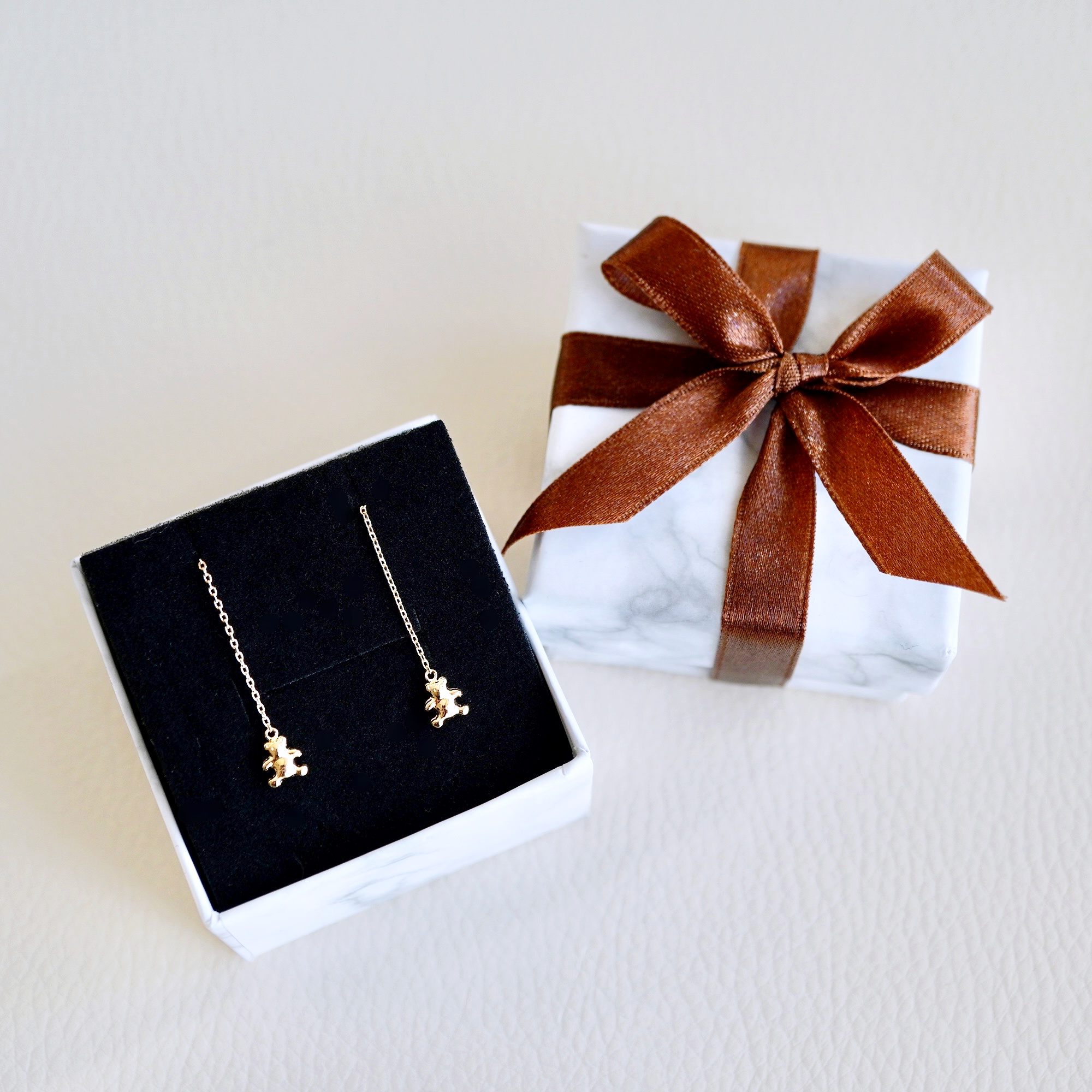 K18(18金) イエローゴールド 地金　クマ ベアー チェーン ピアス 保証書付 SMK-5250 242-023-a