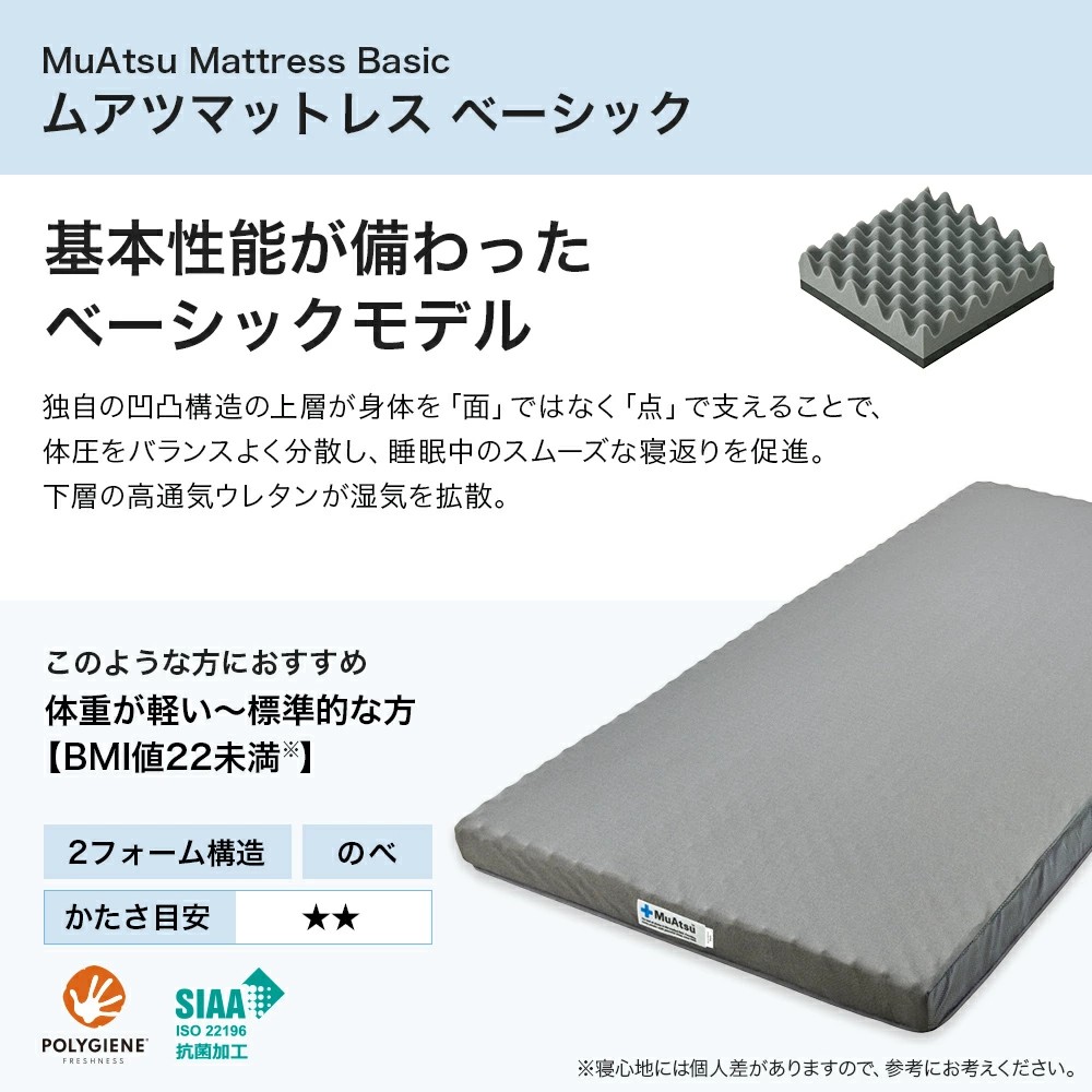【昭和西川】ムアツ マットレス Basic ベーシック シングルサイズ [5839-1823]