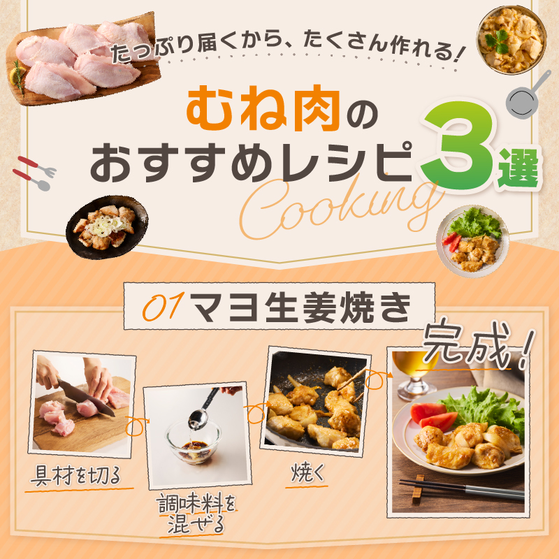 山梨県産＜健味鶏＞むね肉（２kg）