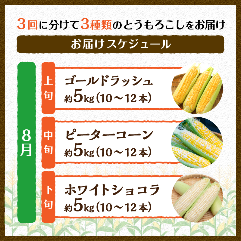 ＼＼★セレクト定期便(月3回お届け)★ 2026年先行予約／／ 富士北麓忍野村の気候、水、自然で作られた朝採りトウモロコシ（セレクト便）《約5kg 10〜12本》