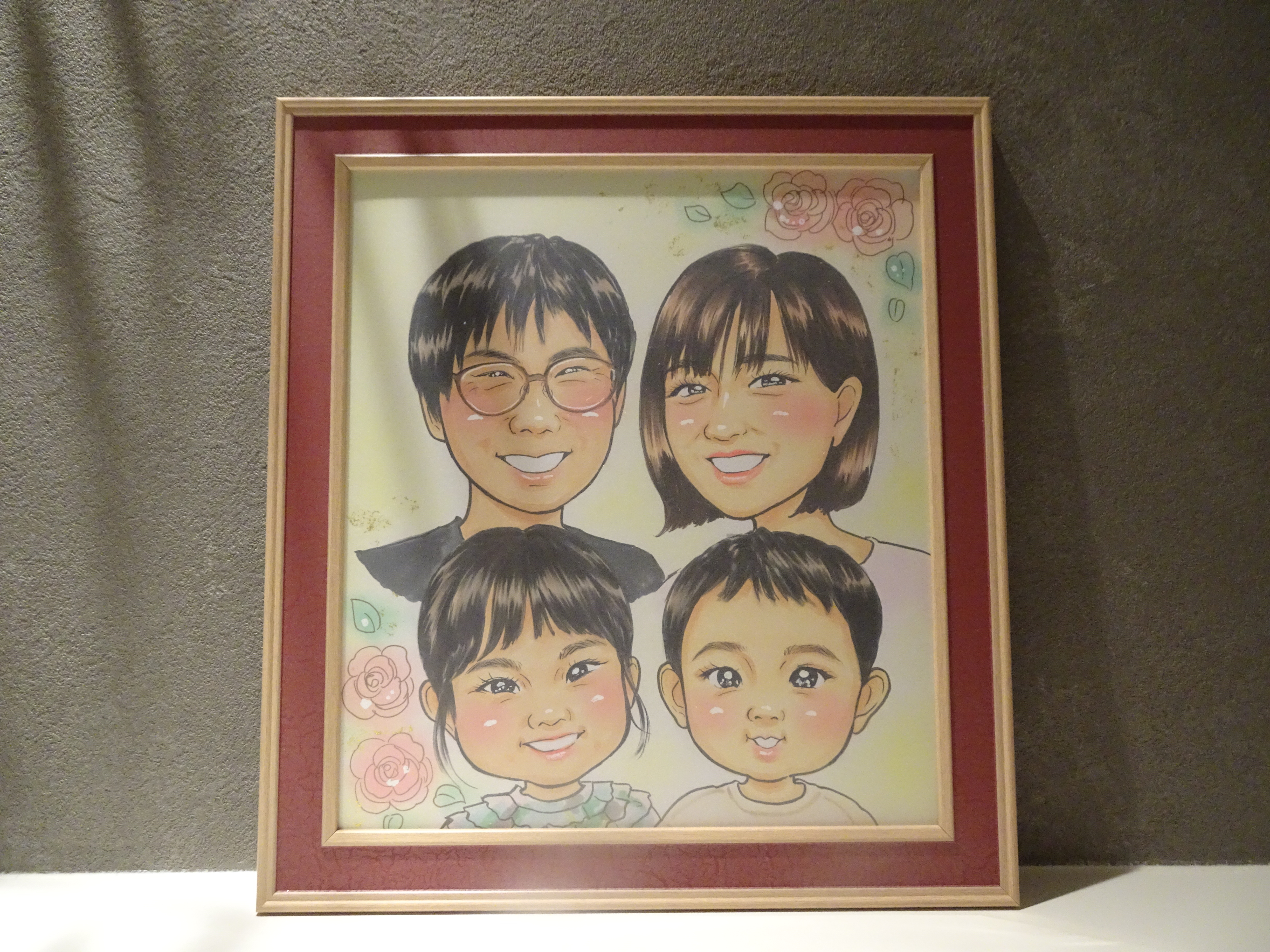 本格オーダーメイド 似顔絵 （色紙サイズ・額付） 1名 ペットも描きます