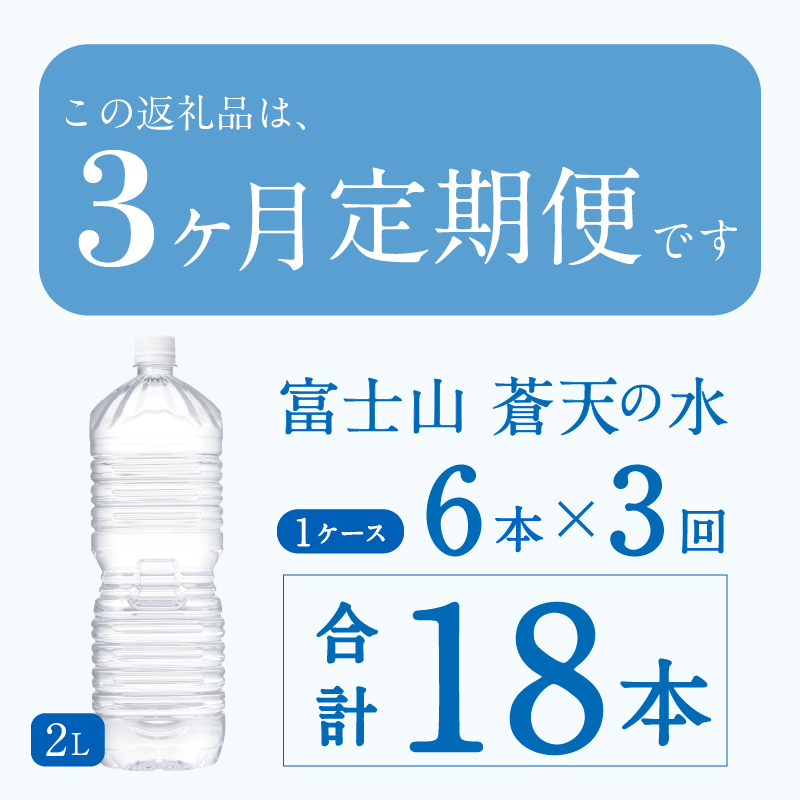 《3ヵ月定期便》富士山蒼天の水 2L×6本（1ケース）ラベルレス