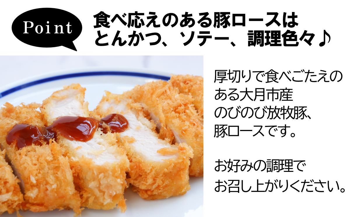 【希少豚】 大月のびのび放牧豚 【カツ・ステーキ用ロース】 750g以上(約150g×5)