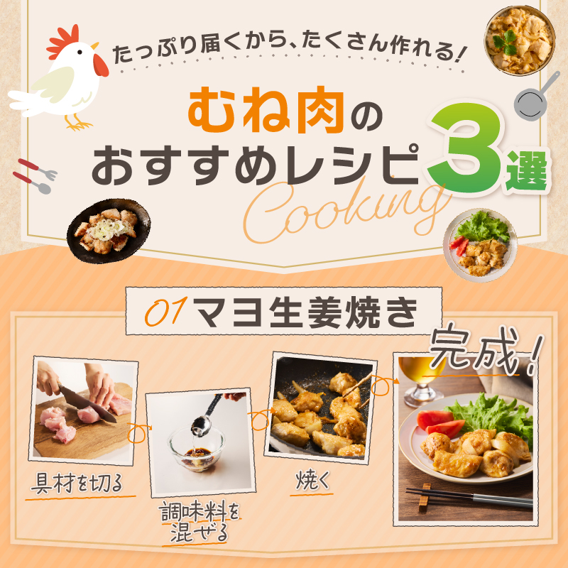 山梨県産＜健味鶏＞むね肉（1.1kg）