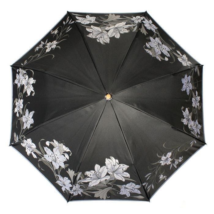 槙田商店【晴雨兼用】折りたたみ傘 ”絵おり” 百合：黒