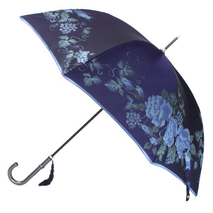 槙田商店【晴雨兼用】長傘 ”絵おり” 薔薇と葡萄 紺