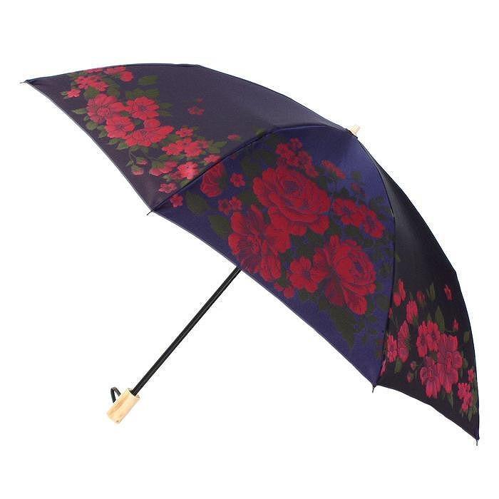 槙田商店【晴雨兼用】折りたたみ傘 ”絵おり” 大バラ：紺