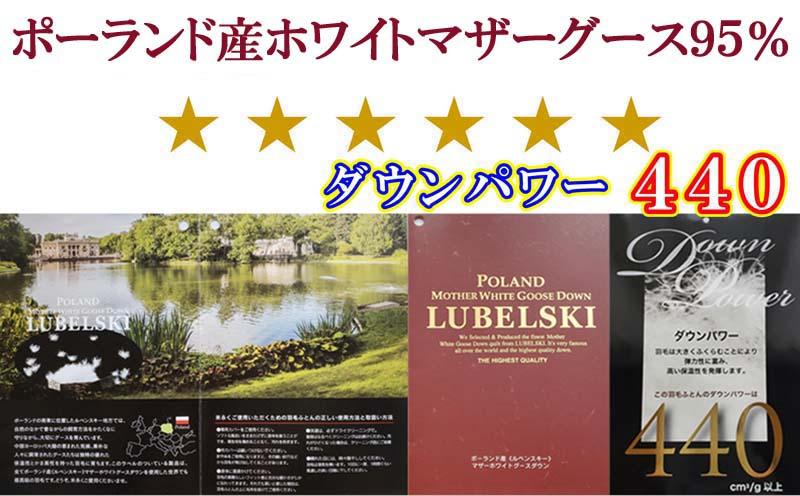 羽毛布団ダブル100番手 ポーランド産マザーグース95%ダウンパワー440 羽毛掛け布団