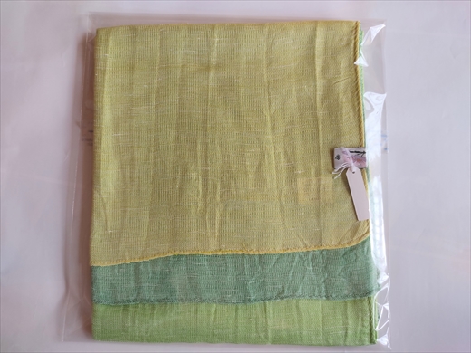 富士桜工房リネン×シルクストール「さらつや」ライム　通気性に優れたストール！
