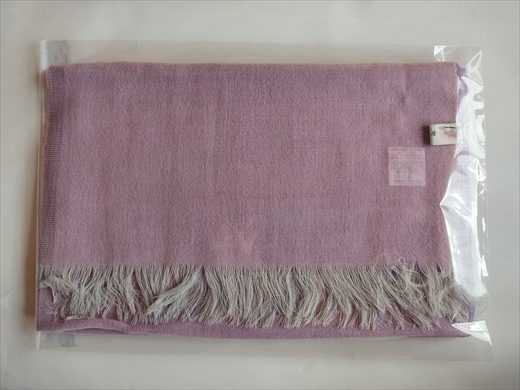 富士桜工房ウールガーゼストール「KASANE」紅藤色（ピンク×パープル）無縫製 二重織