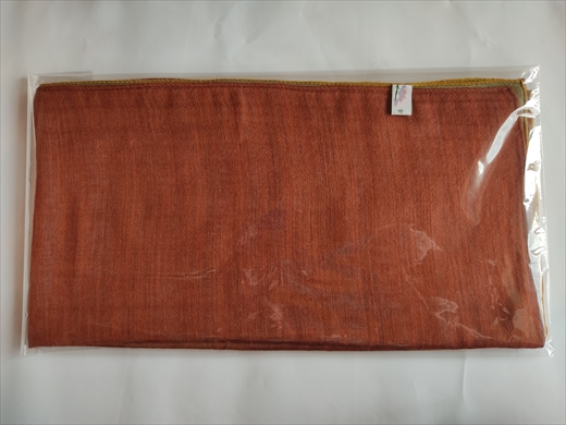 富士桜工房「やすらぎストール」ゴールド×モスグリーン×テラコッタ×グレイッシュブルー 男女兼用ウール＆シルクの二重ガーゼ構造