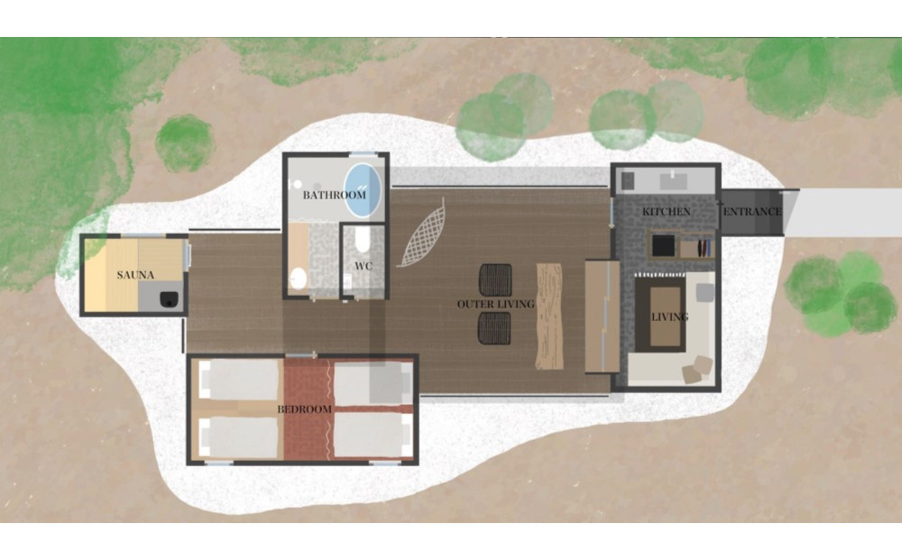 完全貸切 富士山の麓 河口湖町小立に佇む 一日一組限定 薪ストーブサウナ付コンテナハウス 一棟宿泊券（平日）