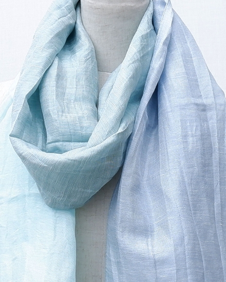 富士桜工房リネン×シルクストール「さらつや」ミントブルー　通気性に優れたストール！