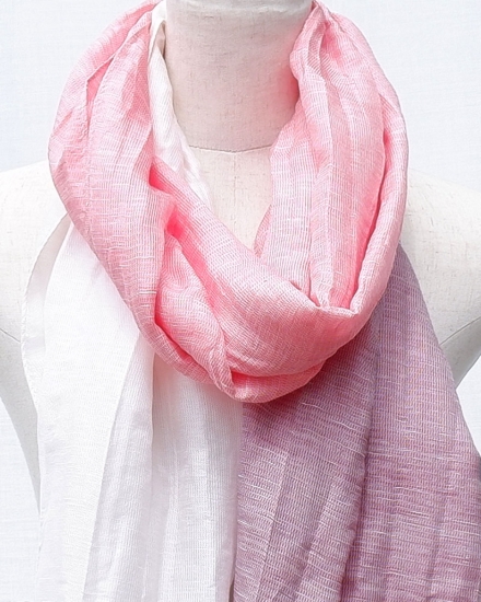 富士桜工房リネン×シルクストール「さらつや」ローズ　通気性に優れたストール！