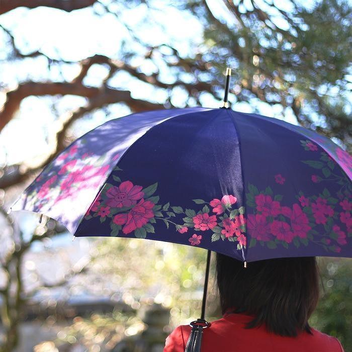 槙田商店【晴雨兼用】長傘 ”絵おり”  大バラ：紺