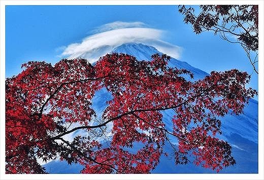(全倍版)富士山写真大賞 額装写真「紅白の富士　河口湖大石より」(額装サイズ約780×1050mm)