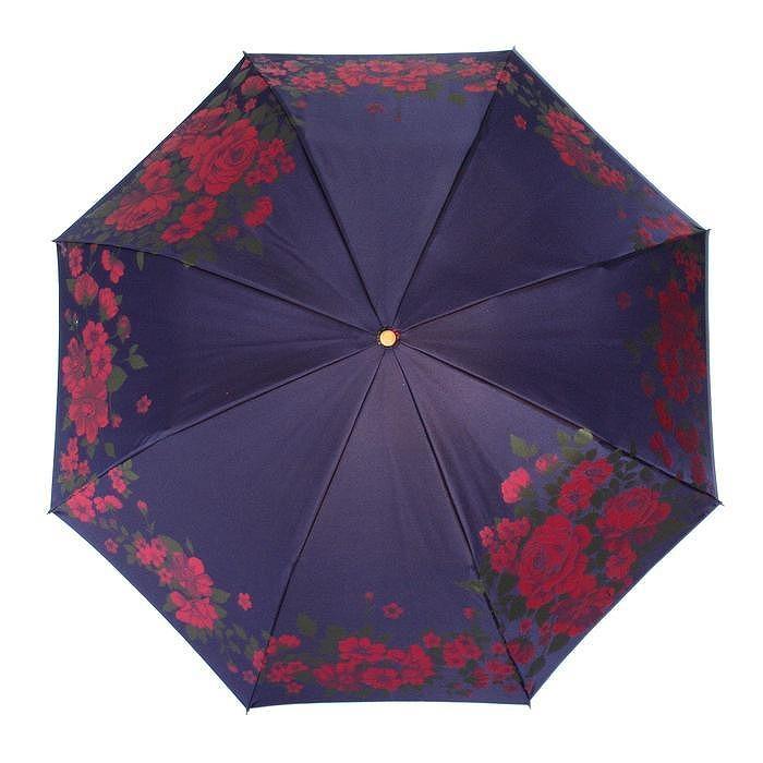 槙田商店【晴雨兼用】折りたたみ傘 ”絵おり” 大バラ：紺