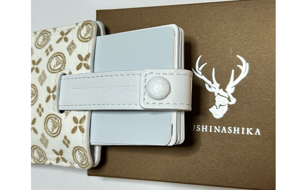 白い甲州印伝「URUSHINASHIKA」カードケース（スライド式）1個