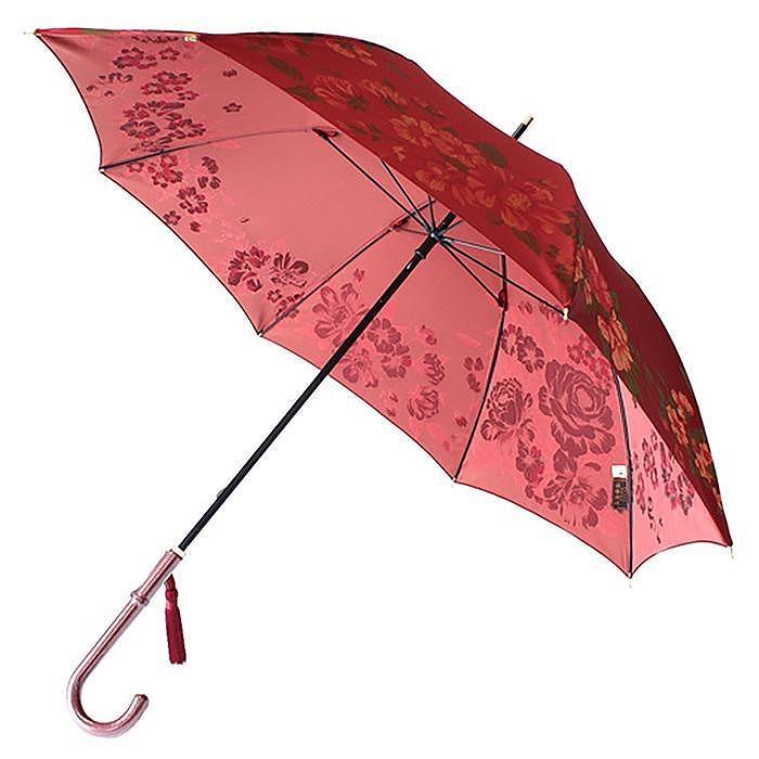 槙田商店【晴雨兼用】長傘 ”絵おり”  大バラ：エンジ